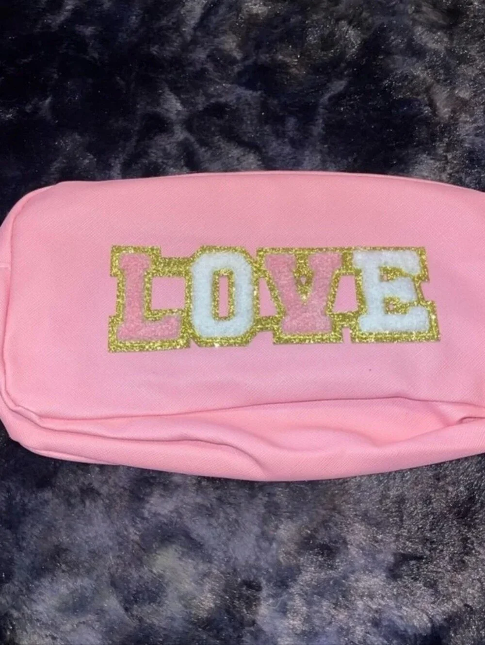 Pink LOVE Embellished Cosmetic Pouch